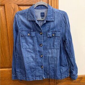 J.Jill Women’s Lightweight Denim Shirt Jacket S Cottagecore Cabincore Preppy